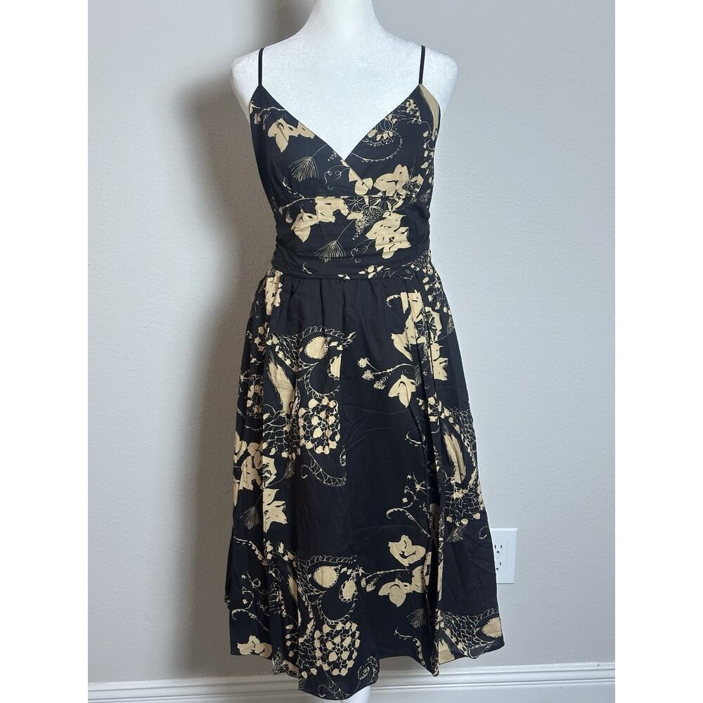 Max studio Women’s Black & Tan Sundress Party Floral Pattern Dress Size M‎